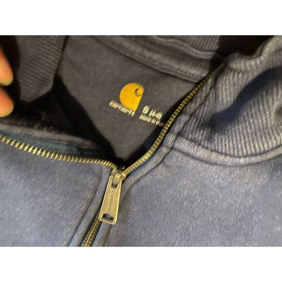 Carhartt Woman's Blue Full‎ Zip Sweater Embroidered Hoodie Small 4-6 - Picture 5 of 5
